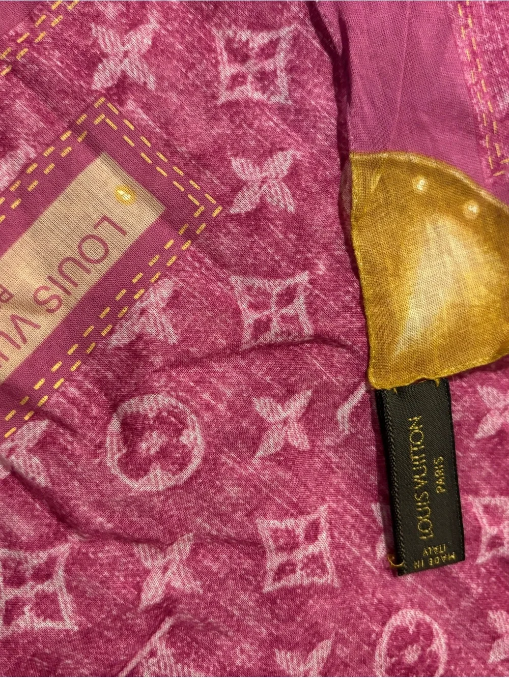Louis Vuitton Pinky Monogram Denim Shoulder Bag with Scarf Accent M95216